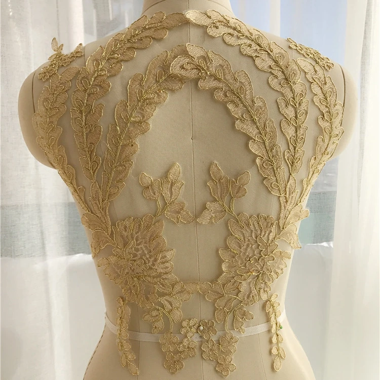 

Аксессуары для свадебной кружевной цветочной Аппликации, золотистые и белые нашивки ручной работы для бижутерии