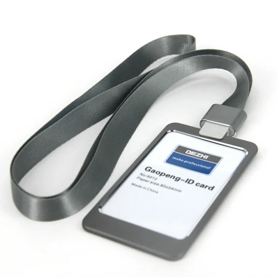 V grey set Genuine DEZHI Aluminum Alloy Employee Id Card Information card Holders Customize Logo Metal Badge Holder - Цвет: V grey set