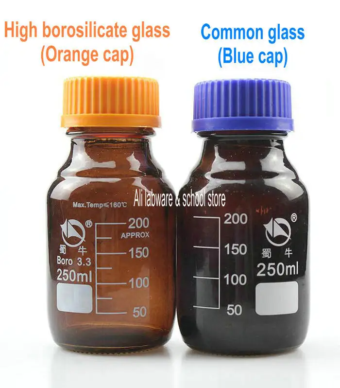 1 шт. лабораторная 100 мл до 2000 коричневая стеклянная резьба реагент для рта