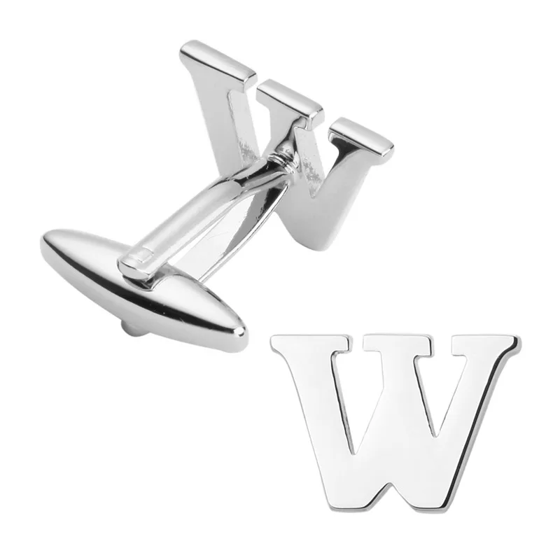 Пара высококачественных серебристых запонок с буквами W дизайнерские мужские