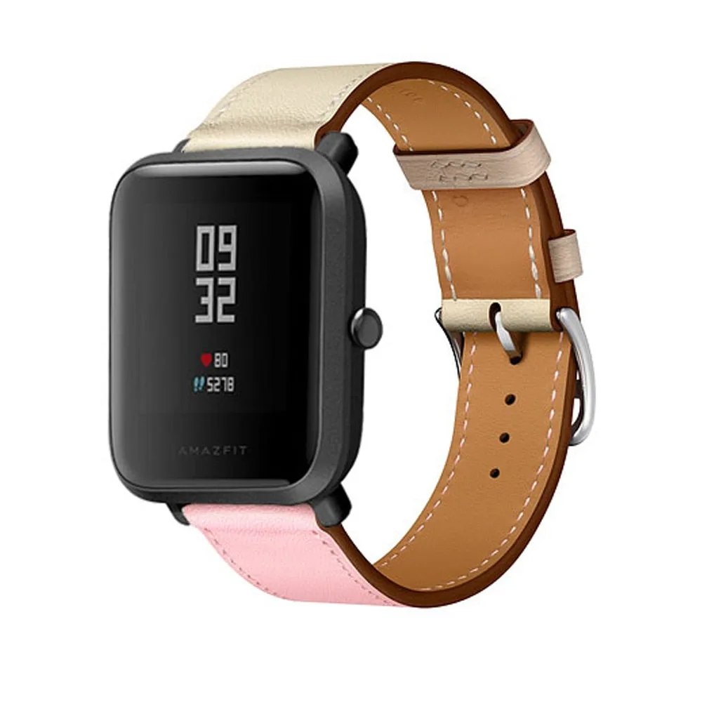 GXV 20 мм новый браслет из натуральной кожи контрастных цветов для часов Huami Amazfit Bip