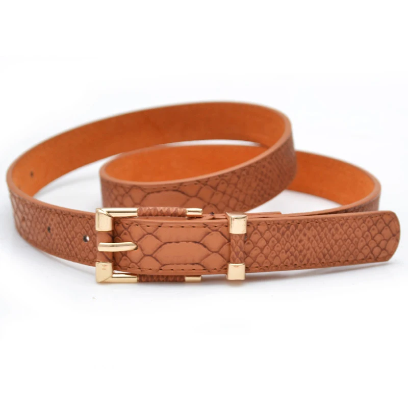 Ремень в стиле панк женский Модный тонкий пояс из натуральной кожи с тиснением