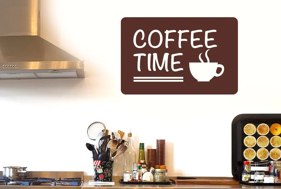 

Coffee Time Quotes Wall Decal Cafe Shop Vinyl Removable Wall Stickers Window Decor Kitchen Art Mural Design Modern Wall DIY SY64