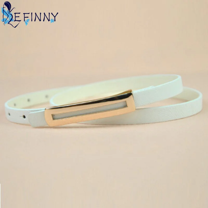 

Skinny Black/White Thin Buckle Waist Belt Strap PU Leather For Girls