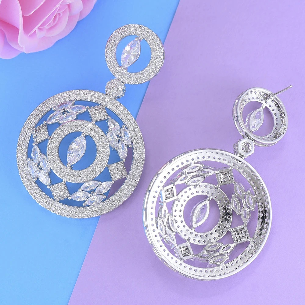 

missvikki Luxury Bridal Wedding Engagement Big Round Pendant Earring Metal Jewelry Fashion Trend Actor Dancer Attend Performance