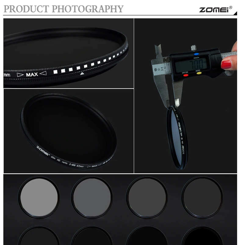 ZOMEI 49 мм переменный фейдер ND фильтр ND2 ND4 ND8 ND400 для объектива Nikon Canon Hoya Бесплатная