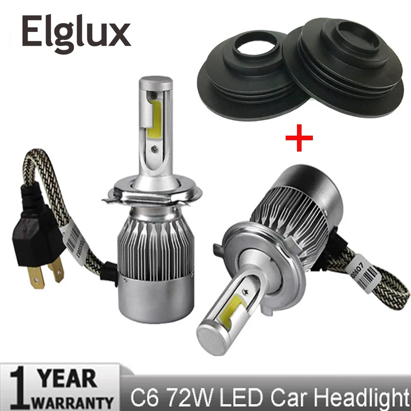Elglux Сверхъяркие Автомобильные фары 72 Вт 6000K H1 H3 H7 9005 9006 H11 H4 H13 9004 9007