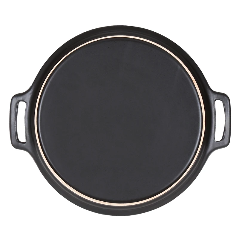 Round Ceramic Pizza Pan With Handle For Baking Mold Microwave Oven Steak Pans Kitchen Bakeware Cookware Bake Dishes | Дом и сад
