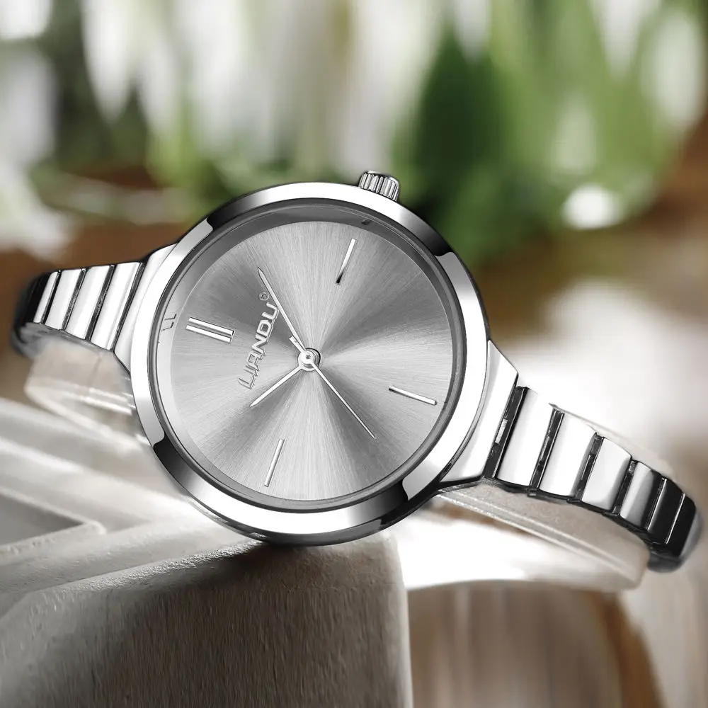 LIANDU Мода часы женские Серебро Популярные Браслет Смотреть Роскошные часи