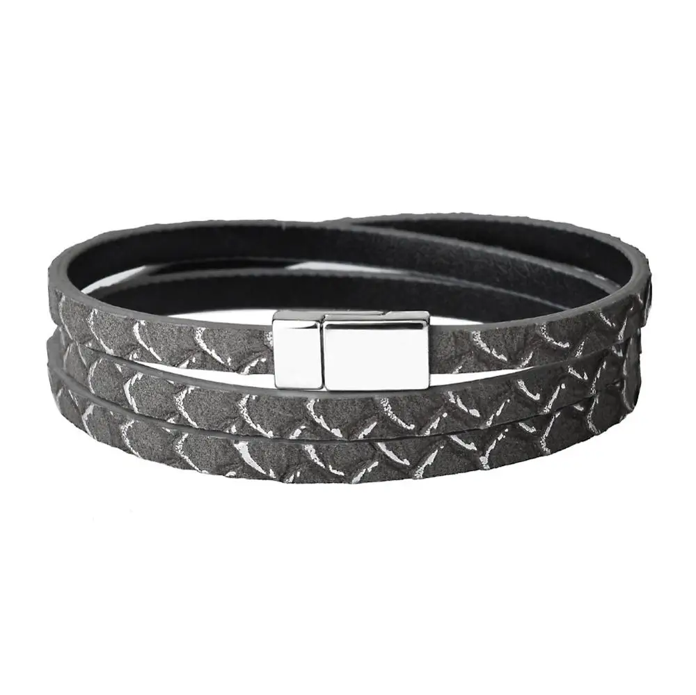 KR3021-11 Kirykle, модные ювелирные изделия, простой стиль, многослойный кожаный браслет, высокое качество, магнитные браслеты для женщин, манжета, подарок - Окраска металла: KR3021-11