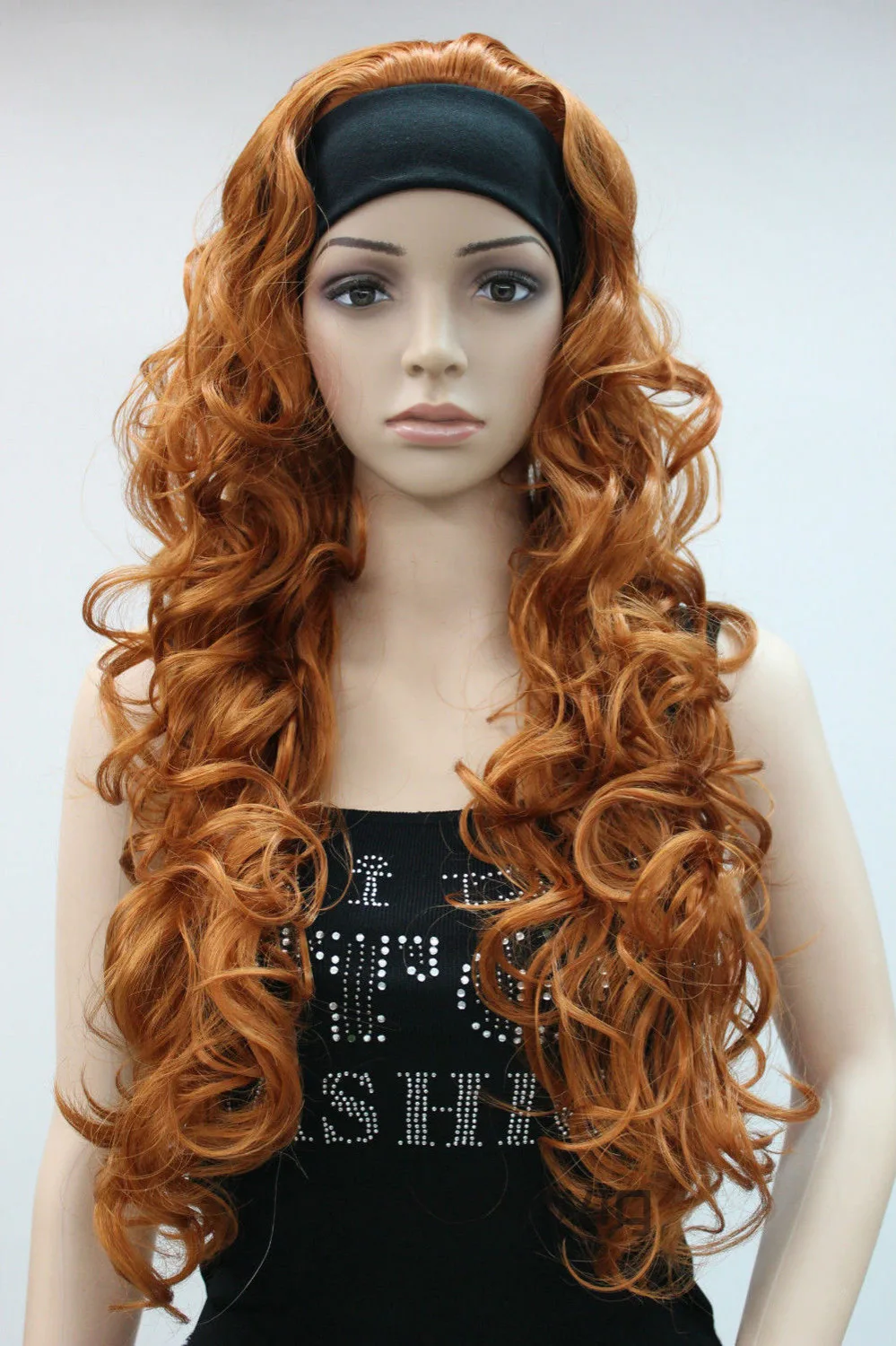 Горячая жаропрочных Партия волос&gt&gt&gt&gt Отлично Тыква Orange Длинные Волны женщины