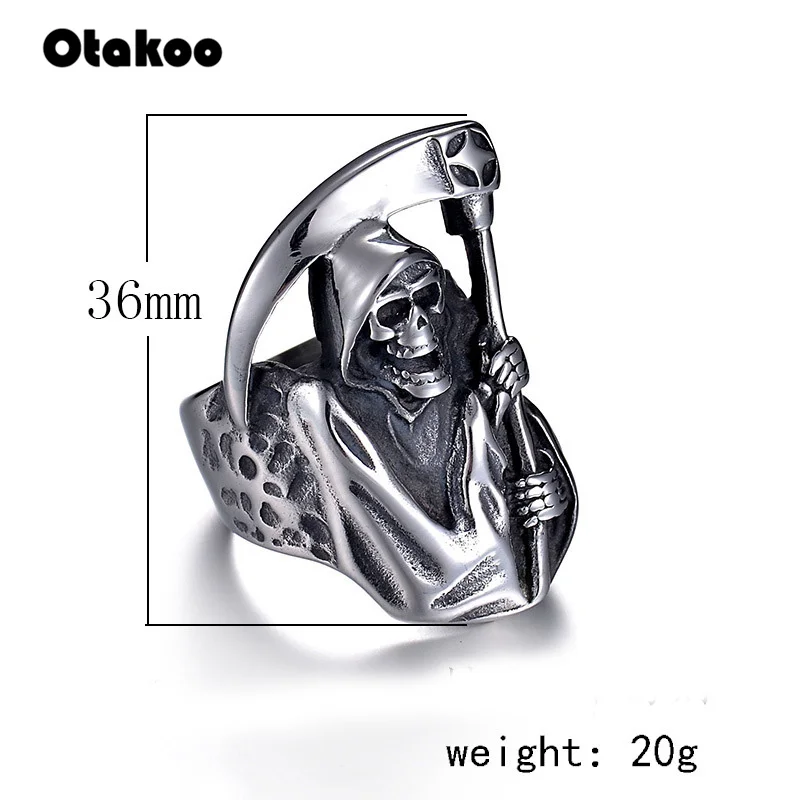 Otakoo unk 316L кольца из нержавеющей стали для мужчин Готический Ад смерти череп