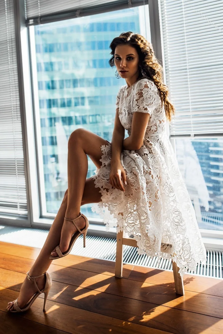 Белое Кружевное Прозрачное платье в стиле пэчворк vestidos kleider одежда sukienka модное