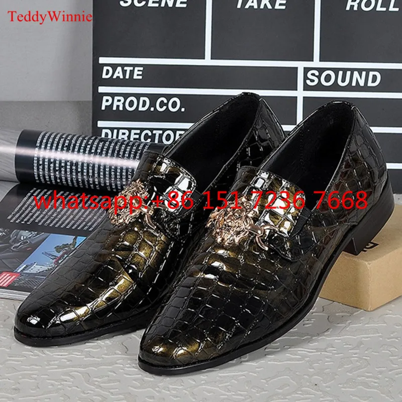 New Fashion Shoes Men Slip On Loafers Wedding Oxfords Business Formal Brogues Patent Leather Dress Zapatos Mujer | Обувь
