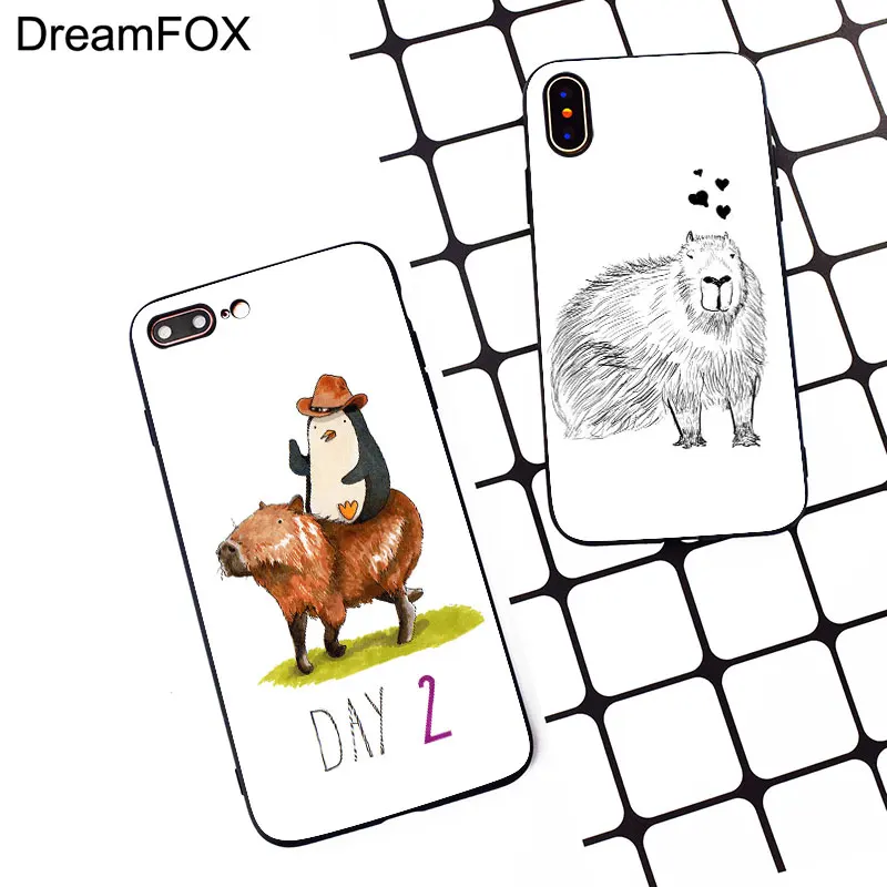 M421 Paniting Capybara Black Soft TPU Silicone Case Cover For Apple iPhone 11 Pro XR XS Max X 8 7 6 6S Plus 5 5S 5G SE |