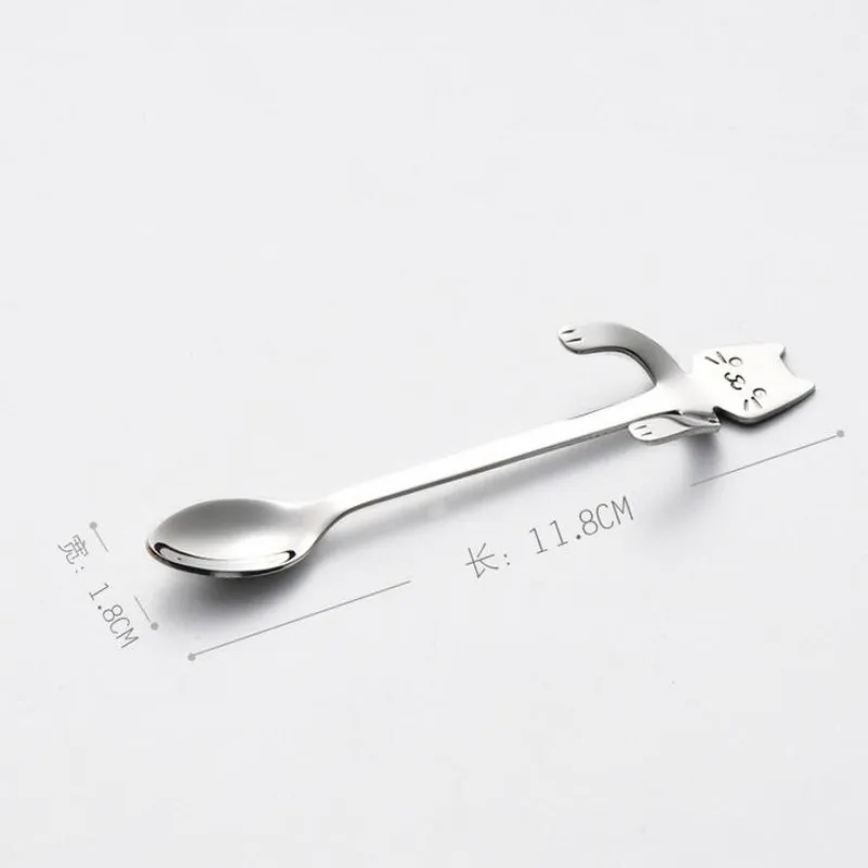 cat spoon 2 стиля, длинная ручка, новинка, нержавеющая сталь, форма кошки, чайная, кофейная, сахарная ложка, мороженое, десертная ложка, для пикника, кухонные аксессуары - Цвет: cat spoon