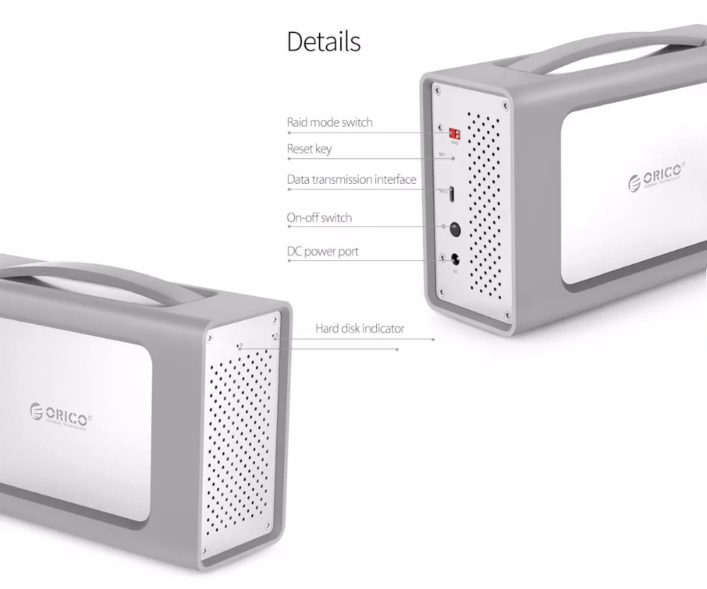 ORICO Тип C Dual bay корпус для жесткого диска с Raid 3 5 дюймов док станция USB3.1 силиконовый