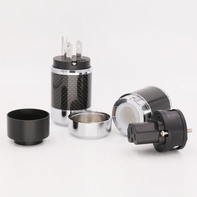 Пара высокое качество родиевое покрытие США шнур питания вилка из углеродного