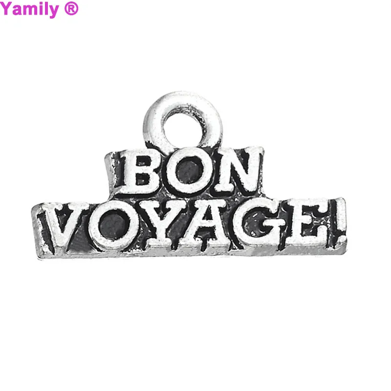 

15pcs-- 18x10mm Zinc alloy bon voyage Letter charm pendant for Necklace bracelet diy jewelry making