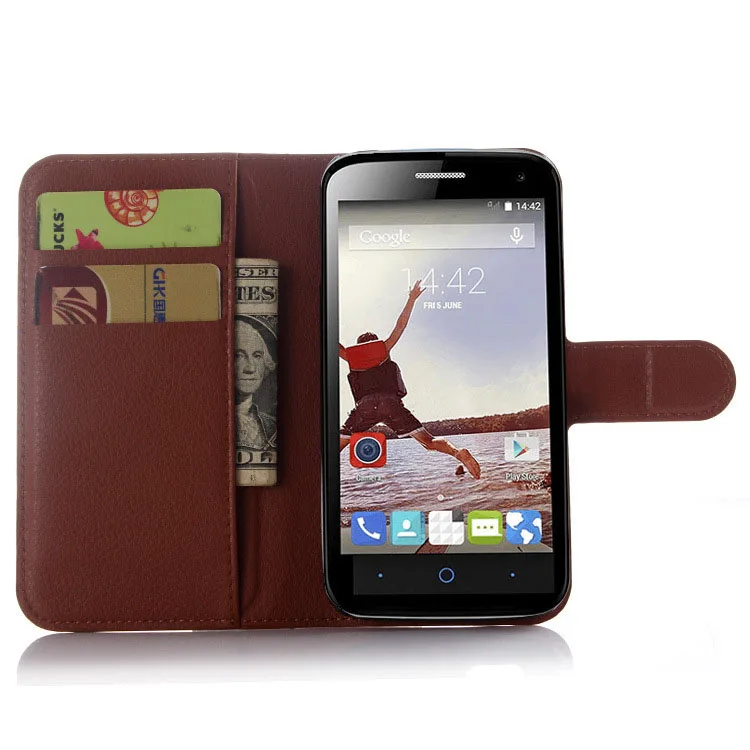 Luxury Leather Wallet Pouch Flip Case Card Slot Holder Kickstand Shockproof Cover For ZTE Blade Q Lux 4G/Telstra 4GX Buzz @ | Мобильные