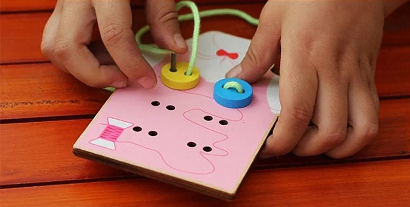 Fly AC Kids Fine Motor skilly Toy-деревянная швейная игрушка на кнопках, шнуровка Пазлы для детей игрушки, швейный игровой набор обучающая игрушка для детей