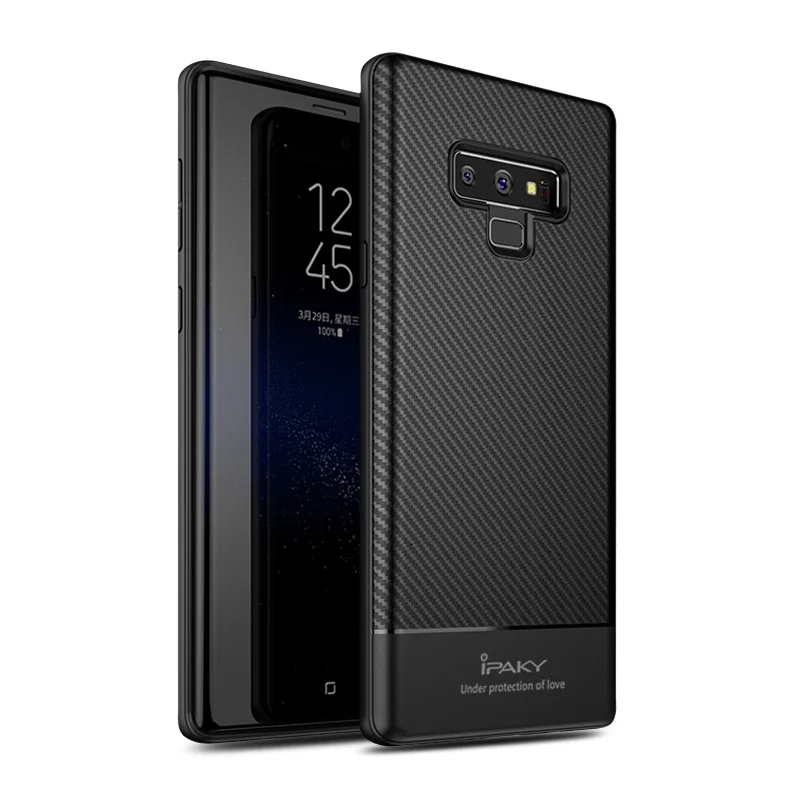 Для samsung Note 9 Чехол IPAKY Note 8 S8 S9 S10 Гибридный Силиконовый противоударный мягкий чехол из углеродного волокна для samsung Note 9 чехол - Цвет: Black