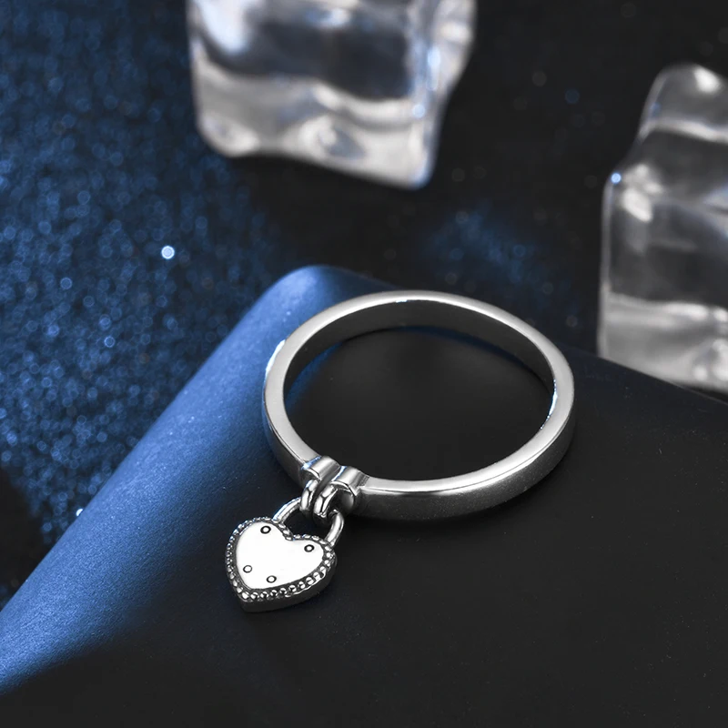 Suplush Hot Sale Genuine 925 Sterling Silver Ring Love Heart Lock For Women Jewelry Gift PSRI0146-B | Украшения и аксессуары