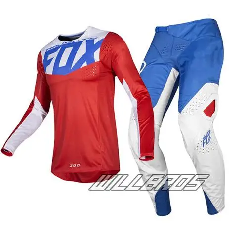 Red Blue MX 180 Prizm красный синий Джерси Брюки для мотокросса Dirt bike Внедорожный гоночный набор передач - Цвет: Red Blue