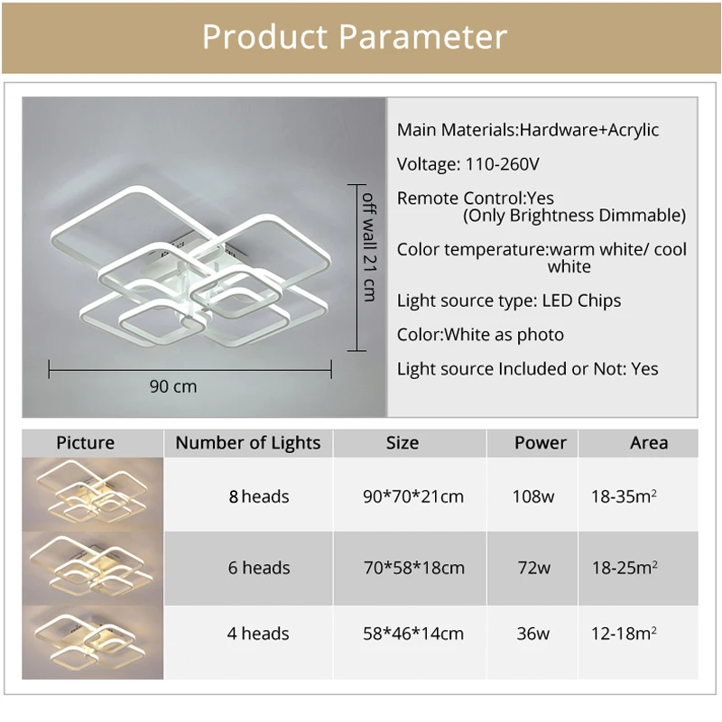 Современная светодиодная лампа с акриловым пультом дистанционного управления