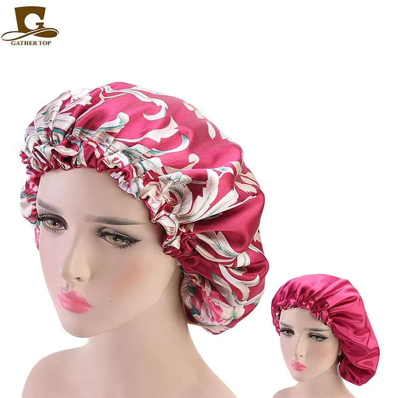 Wine red Женский двухслойный шелковистый DU-RAG, покрытие для волос, аксессуары, волнистые шапки, тряпки, цветочный чепчик, для салона, шапка, тюрбан, Durag doo rag, головной убор - Цвет: Wine red