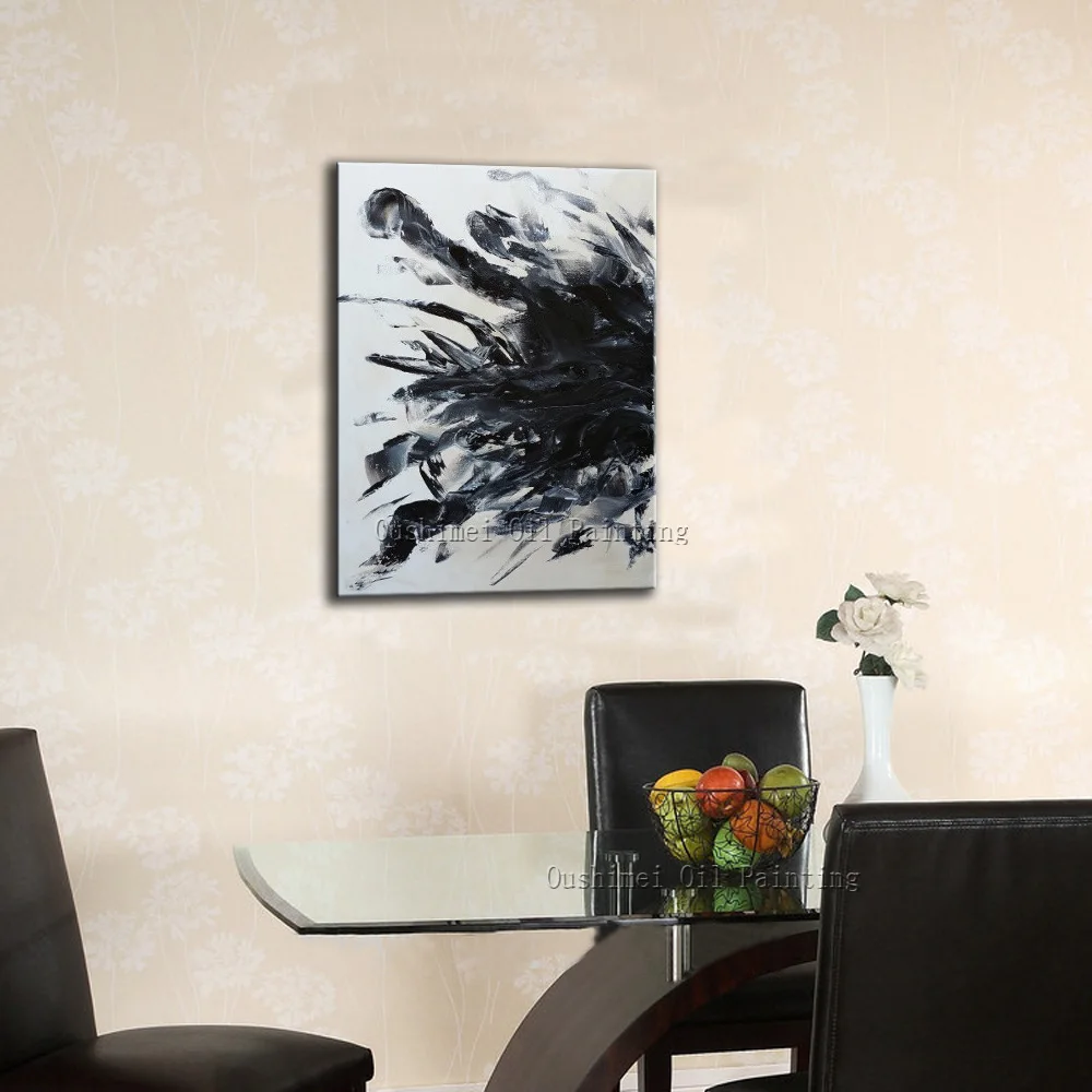 Ручная роспись современная абстрактная черно-белая масляная живопись на холсте
