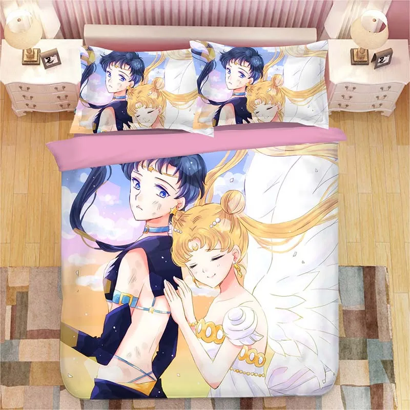 Сейлор Мун постельное белье с аниме набор Tsukino Усаги пододеяльники наволочки Сейлор Мун одеяло комплект постельного белья s постельное белье - Цвет: 3