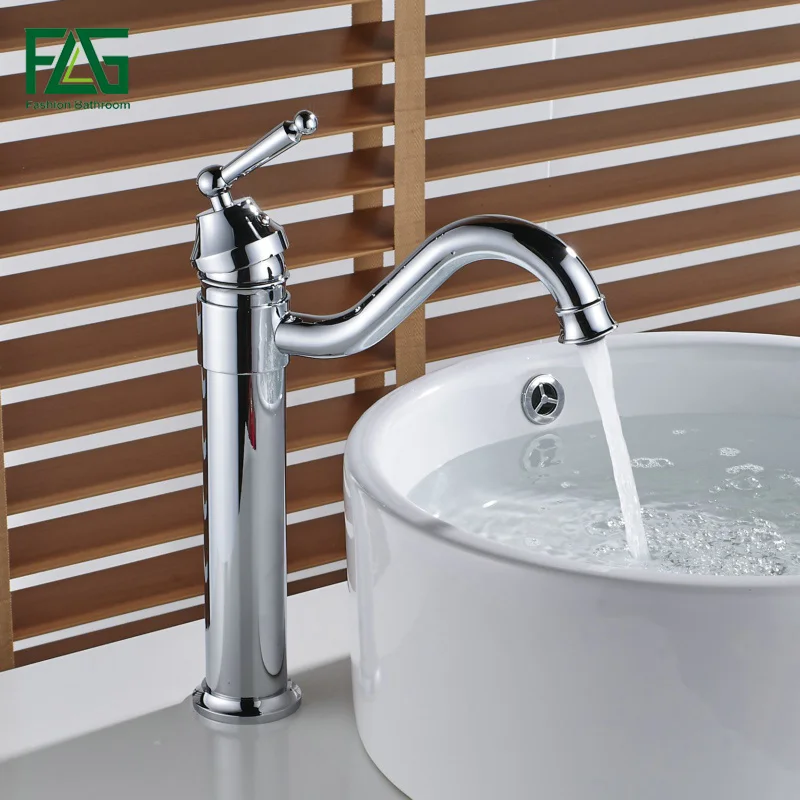 

FLG Basin Faucets Deck Mounted Brass Chrome Tap 360 Degree Swivel Bathroom Faucet Bidet Wash Basin Mixer Tap 140-22C