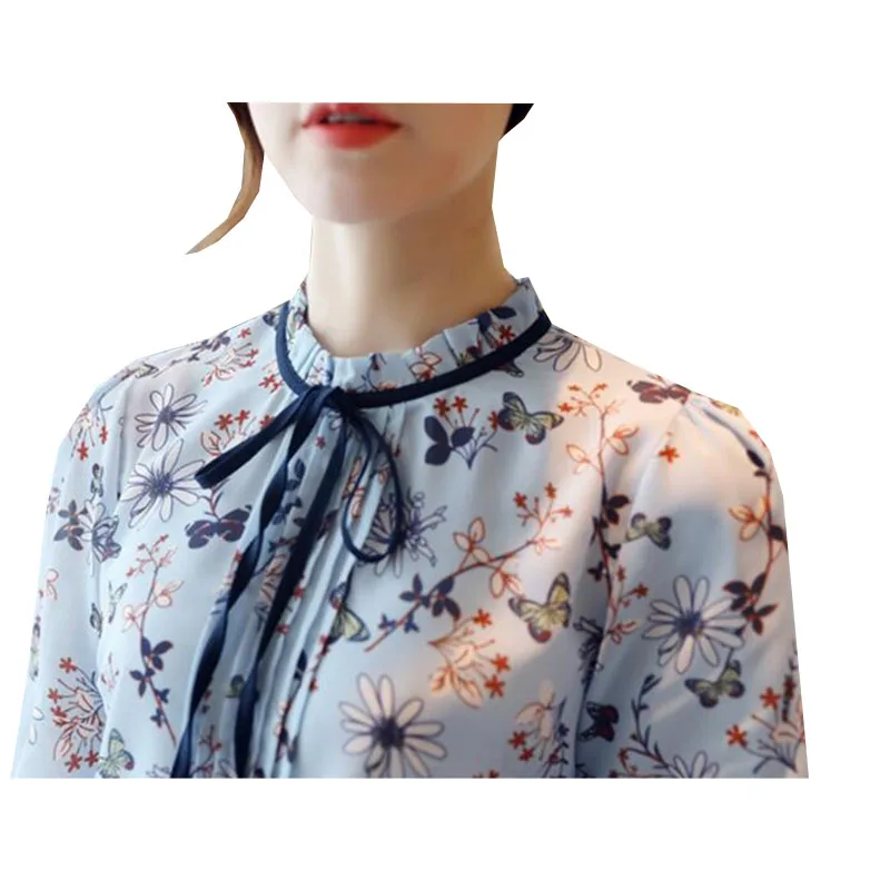 Новинка 2017 летняя шифоновая блузка с цветочным принтом женские повседневные