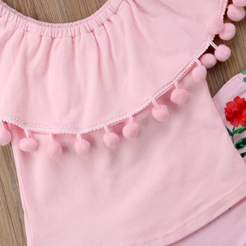 2018 летние милые комплекты из 2 предметов для маленьких девочек розовые футболки с