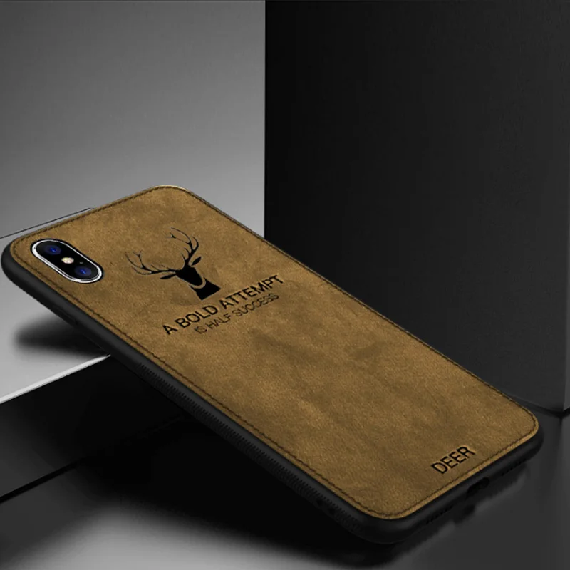 D Тканевый чехол для телефона с лосем для iPhone XS Max SX XR чехол для iPhone 7 8X6 6S Plus тканевый чехол для телефона задняя крышка - Цвет: D