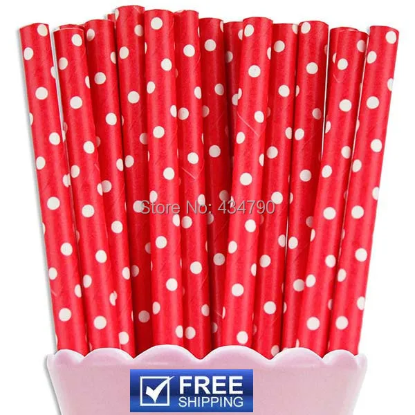 200 шт. бумажные соломинки красный белый швейцарский горошек Рождество Пол