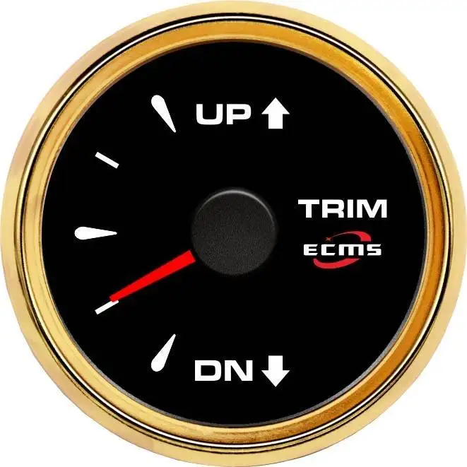 

New Design Marine Boat Yacht Automotive Trim Gauge UP-DN 0-190 Ohms 9-32V 52mm 2 Inch 316L Gold Bezel Black Dial 802-00063