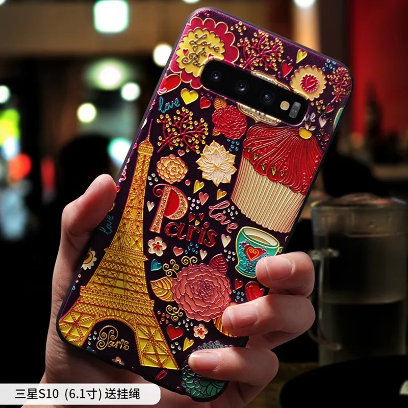 Древняя китайская вышивка Тотем тиснение цветок рельефный чехол для Samsung galaxy S10