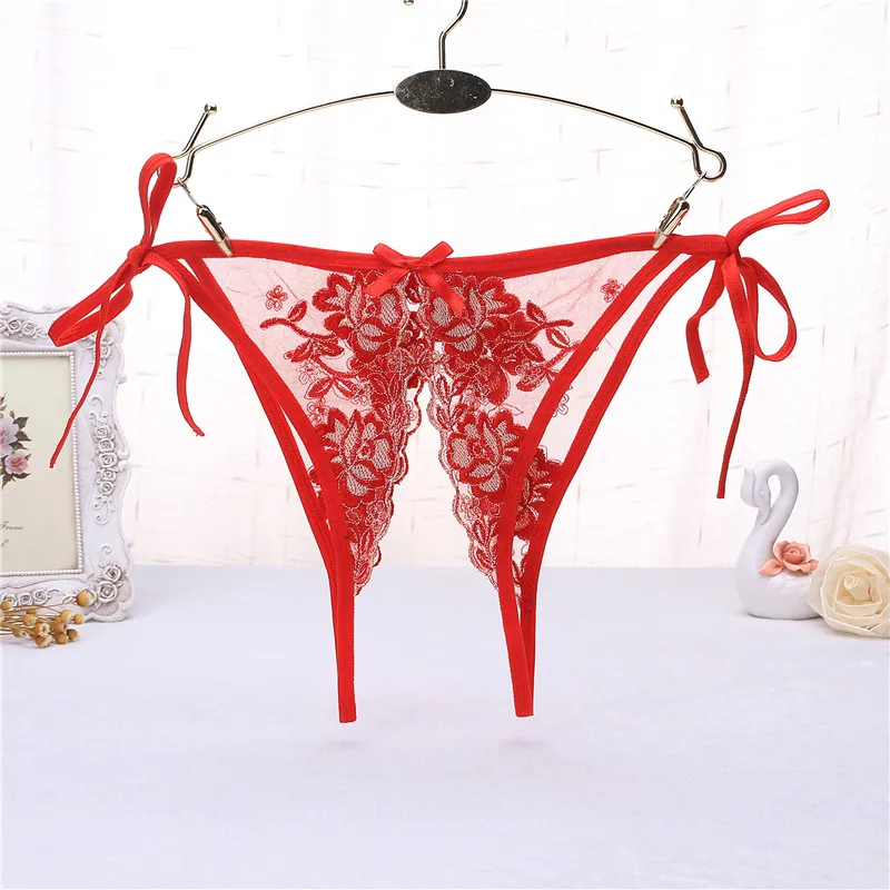 Style 2 Red Эротическое женское белье с вышивкой, Эротические трусики, открытая промежность, порно, интимное сексуальное нижнее белье, трусики с вырезами для секса - Цвет: Style 2 Red