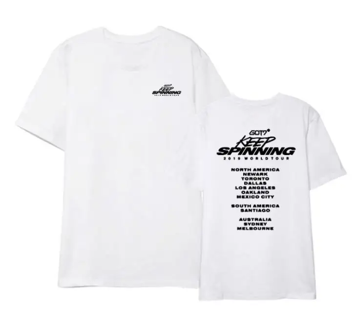 Summer style kpop got7 keep spinning concert north american cities printing t shirt unisex o neck short sleeve t-shirt | Женская одежда