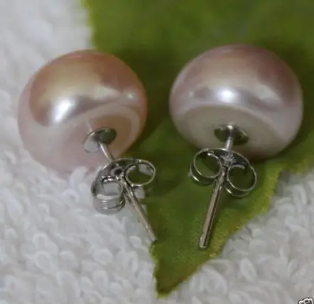 Детали о 11-12 мм ААА натуральный розовый жемчуг плоские круглые 925 пробы