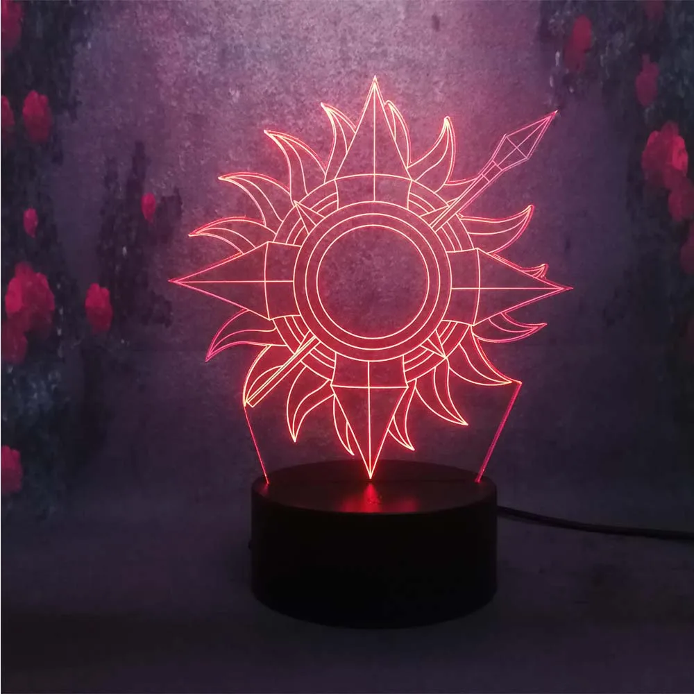 Новинка знак золотой пистолет пробежка через солнце 3D LED 7 цветов Chang лампа Игра
