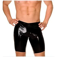 mens shiny faux leather shorts and underwear men sexy black lingerie fashion long underpants plus size boxer fetish pants xxl
