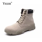 Мужские армейские ботинки YIGER, черные ботинки из спилка, на шнуровке, Повседневная Теплая обувь в британском стиле, большие размеры, на зиму, 0165