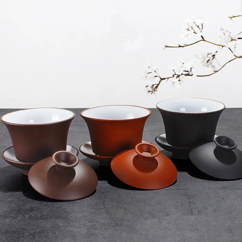 Китайский Фиолетовый Глиняный чайный набор Gaiwan керамическая чайная посуда кунг