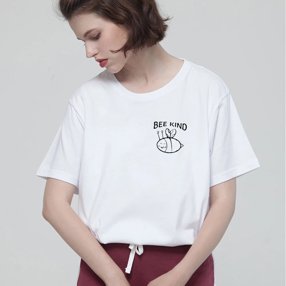 Женская хлопковая Футболка с принтом и карманами в стиле Харадзюку | одежда