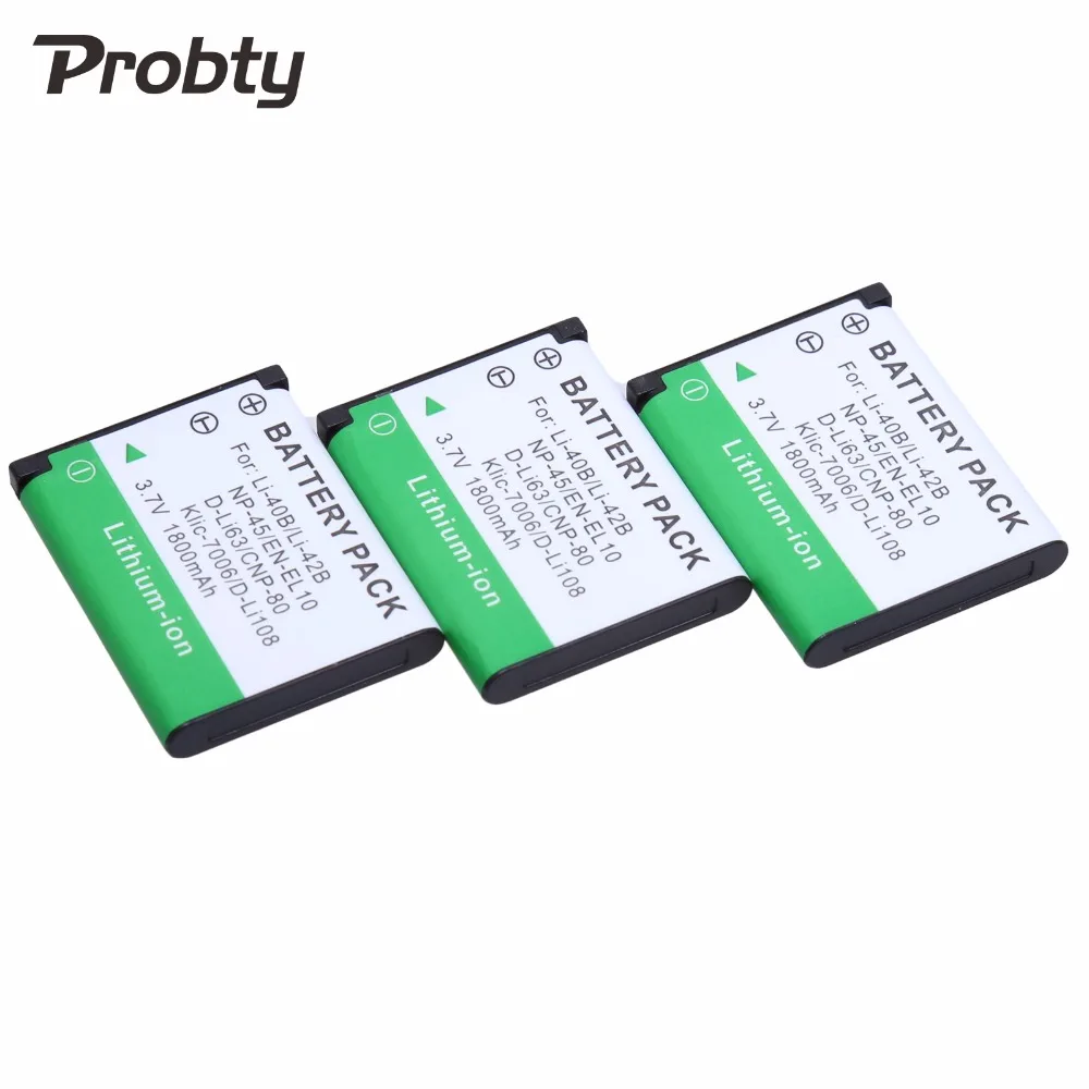 Probty 3 шт. литий-ионный аккумулятор LI-40B + зарядное устройство с USB-портом UDC83 для
