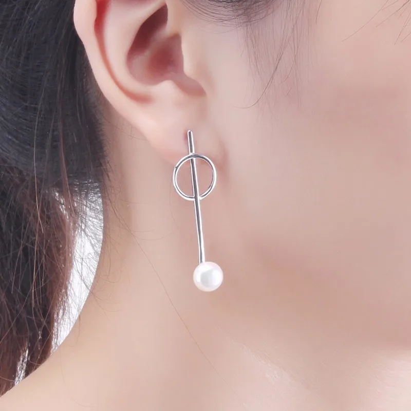 Dainashi Простой Уникальный Vogue 100% 925 серебро натуральной Жемчужные Капли Длинные