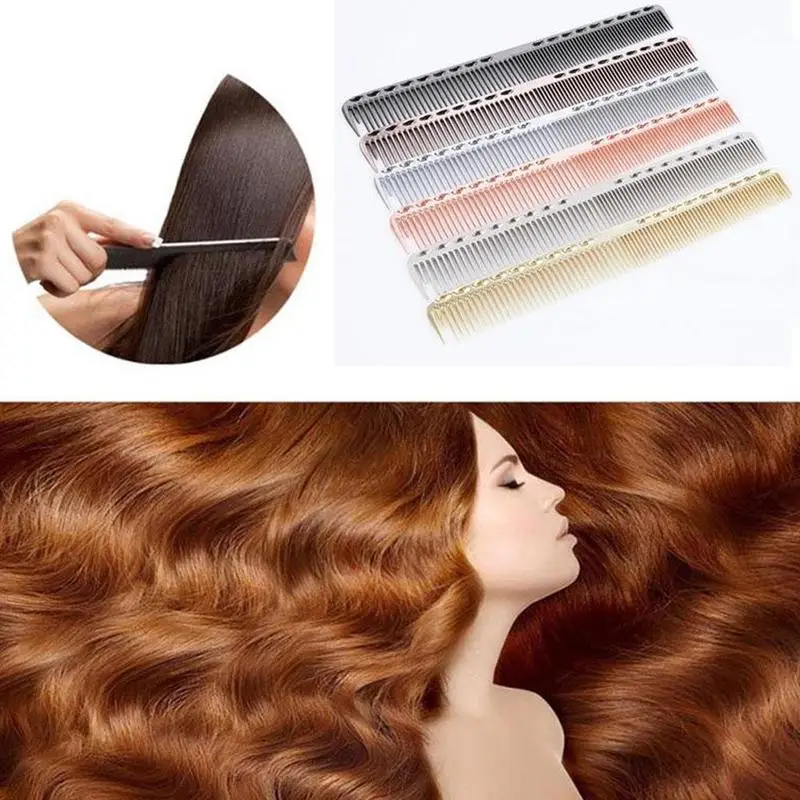 

21cm*2.6cm Men Women Hair Brush Aluminum Metal Cutting Comb Hairdressing Barbers Salon Combs Anti-static Cepillo Pelo